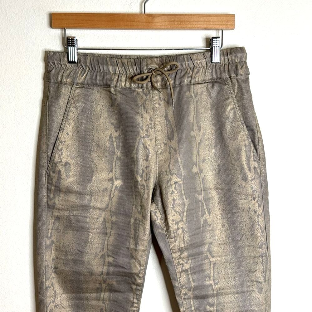 Bevy flog ladies snakeprint drawstring elastic waist vegan leather pants size 30 - Picture 3 of 13